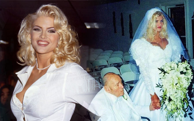 Anna Nicole Smith với mái tóc vàng rực, đôi môi đỏ mọng và thân hình gợi cảm