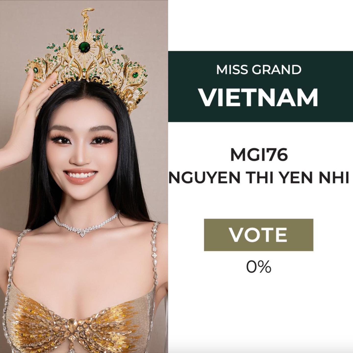 Lượng bình chọn dành cho Hoa hậu Yến Nhi vẫn ở mức 0%