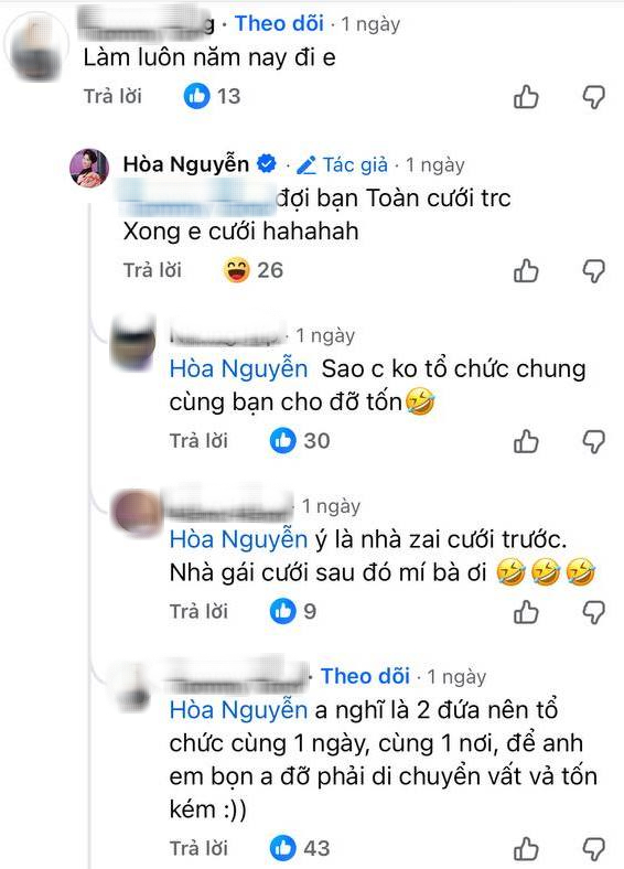 Hoà Minzy khẳng định đợi Văn Toàn cưới trước rồi mới tới lượt mình Hoà Minzy khẳng định đợi Văn Toàn cưới trước rồi mới tới lượt mình