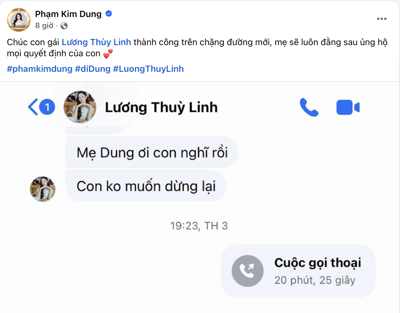 Đoạn tin nhắn úp mở với Phạm Kim Dung Chia sẻ tin nhắn với Phạm Kim Dung