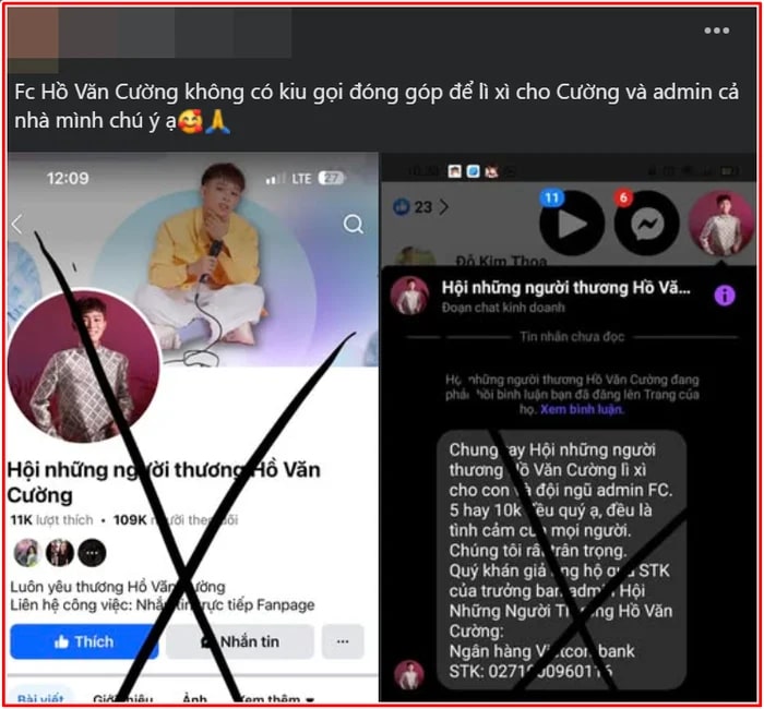 Cảnh báo fanpage giả mạo lợi dụng tên tuổi Hồ Văn Cường
