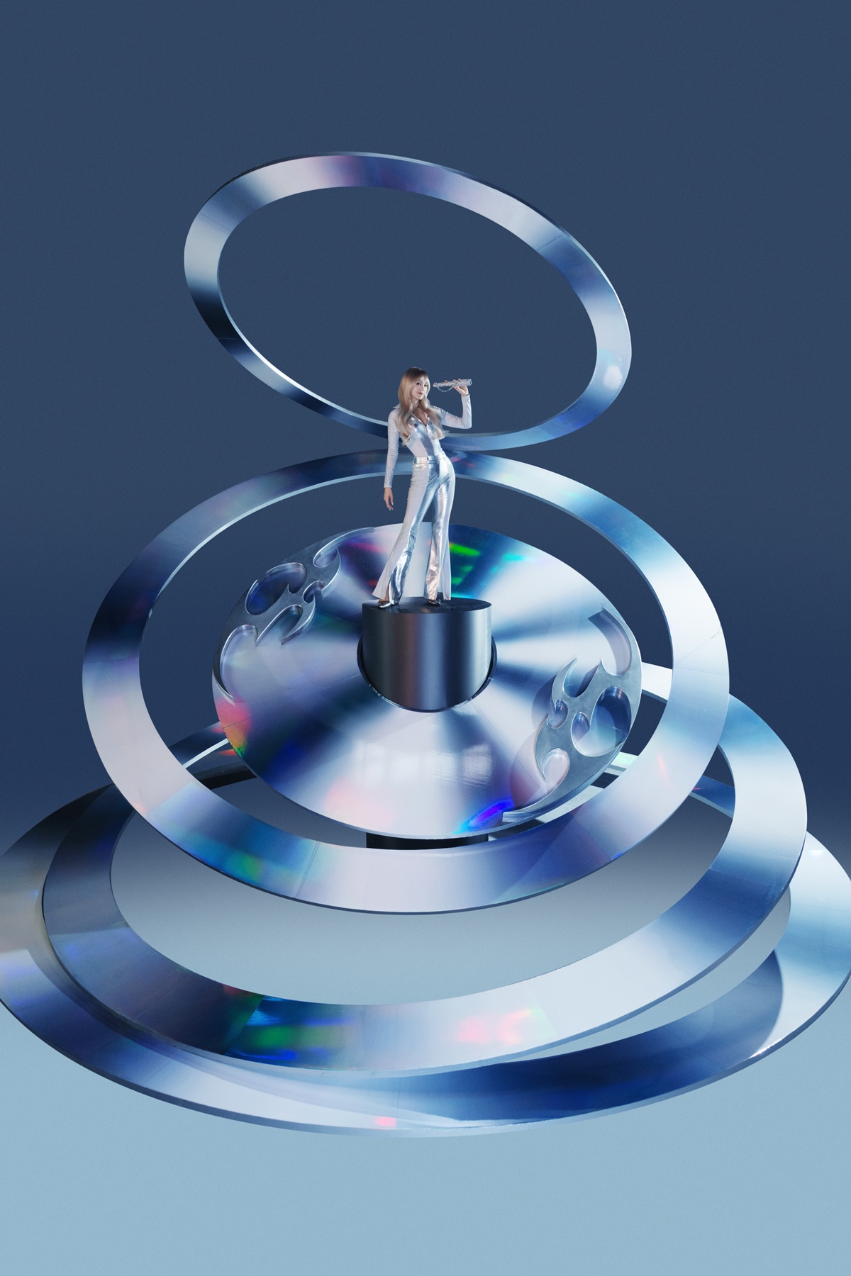 Cảnh quay đĩa CD khổng lồ trong MV DIRECTOR Minh Hằng cùng chiếc đĩa CD lớn biểu tượng thời gian